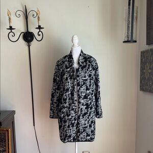 Alfani Black and White Patterned Trench Coat